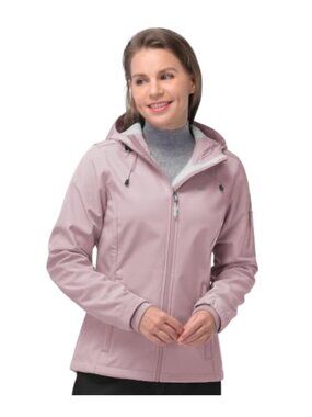Women's Softshell Jacket Waterproof Hooded Fleece Lined Rain Coat